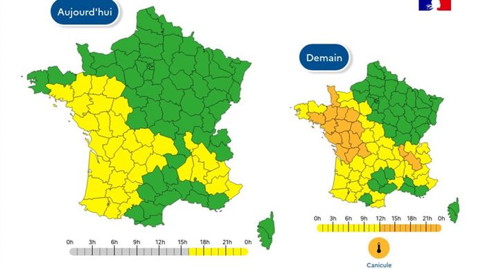 Canicule : 16 départements en vigilance orange à partir de vendredi midi