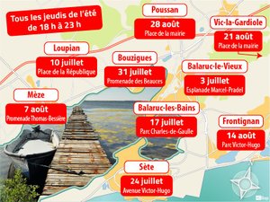 Des rendez-vous tous les jeudis soir : découvrez le menu des Estivales 2025, qui fêtent leurs 10 ans sur le bassin de Thau